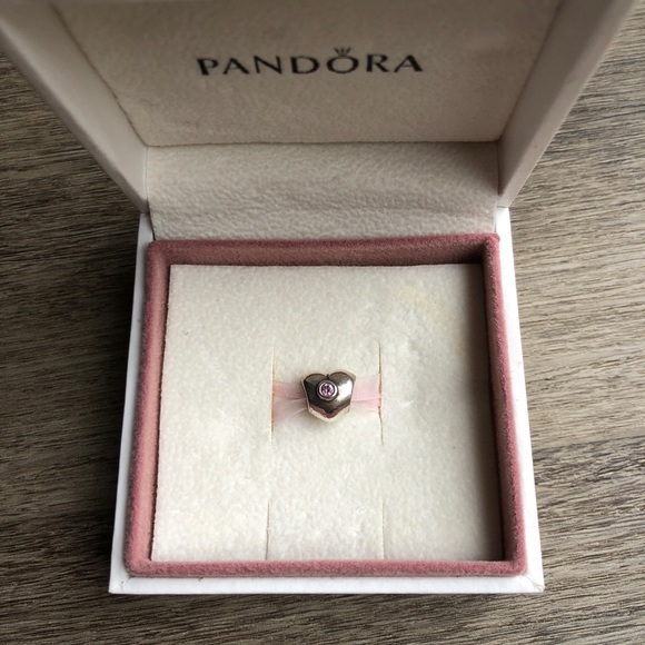 Pandora Pink Stone Heart Charm - Picture 1 of 4